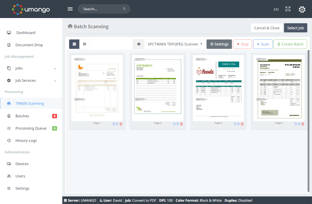 TWAIN scanning UI